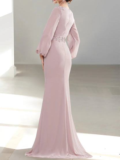 A-Line V-Neck Long Sleeves Mother Of The Bride Dresses