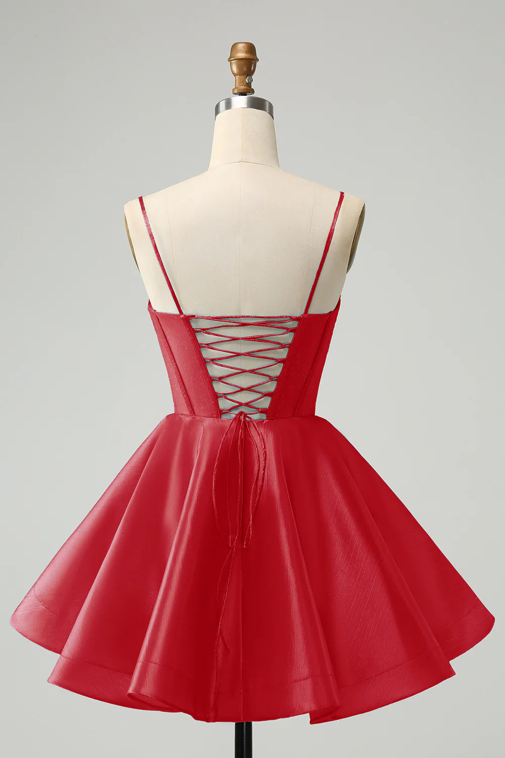 A Line Cute Glitter Spaghetti Straps Corset Homecoming Dress with Beading