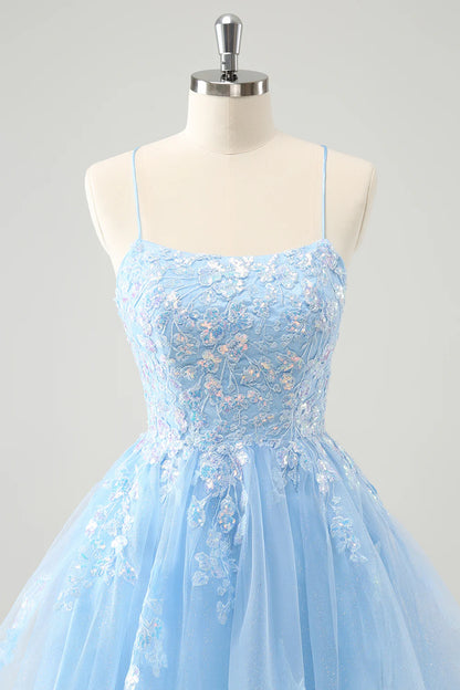 A Line Cute Glitter Sequins Short Homecoming Dress with Appliques