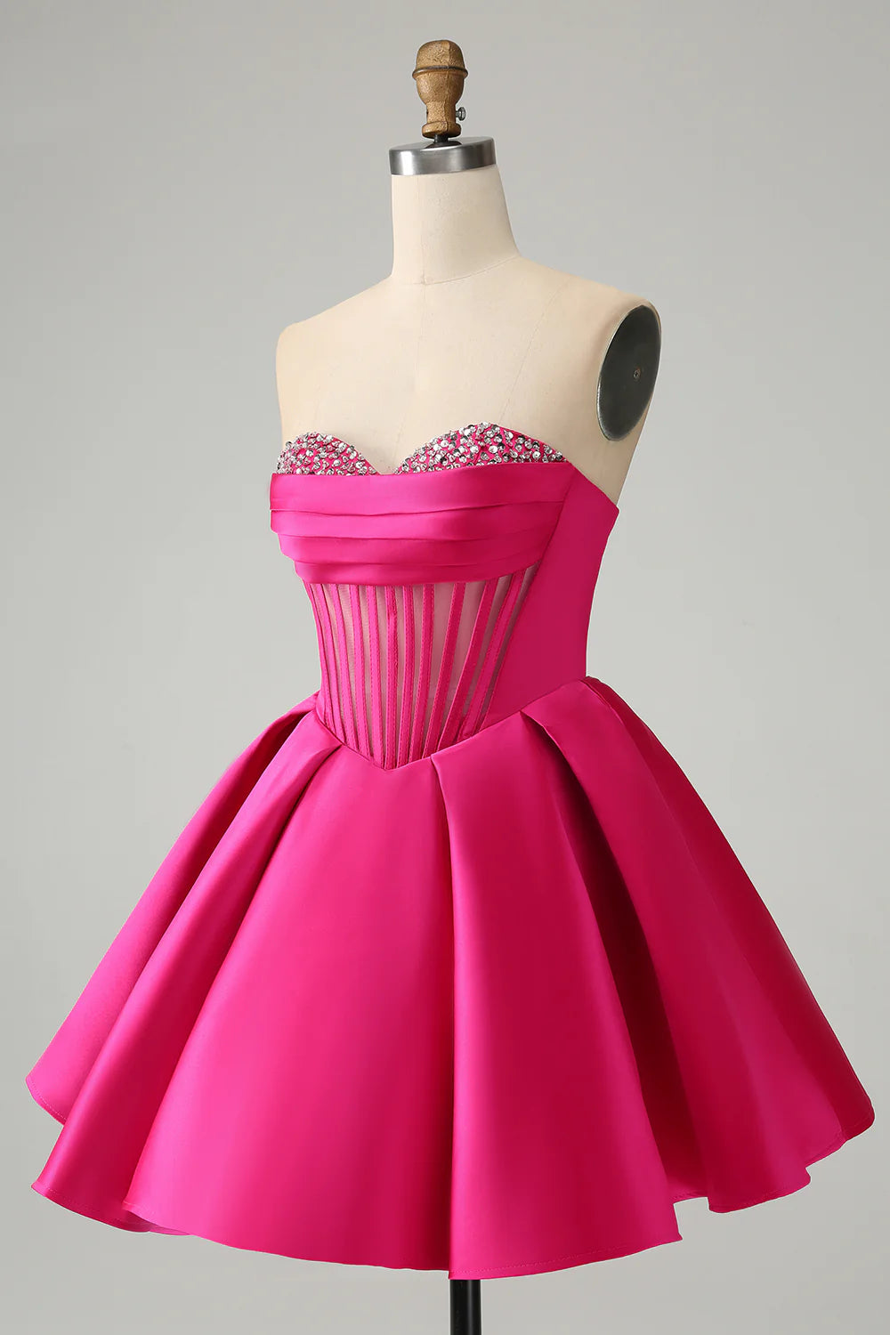 A Line Cute Sweetheart Corset Homecoming Dress with Beading