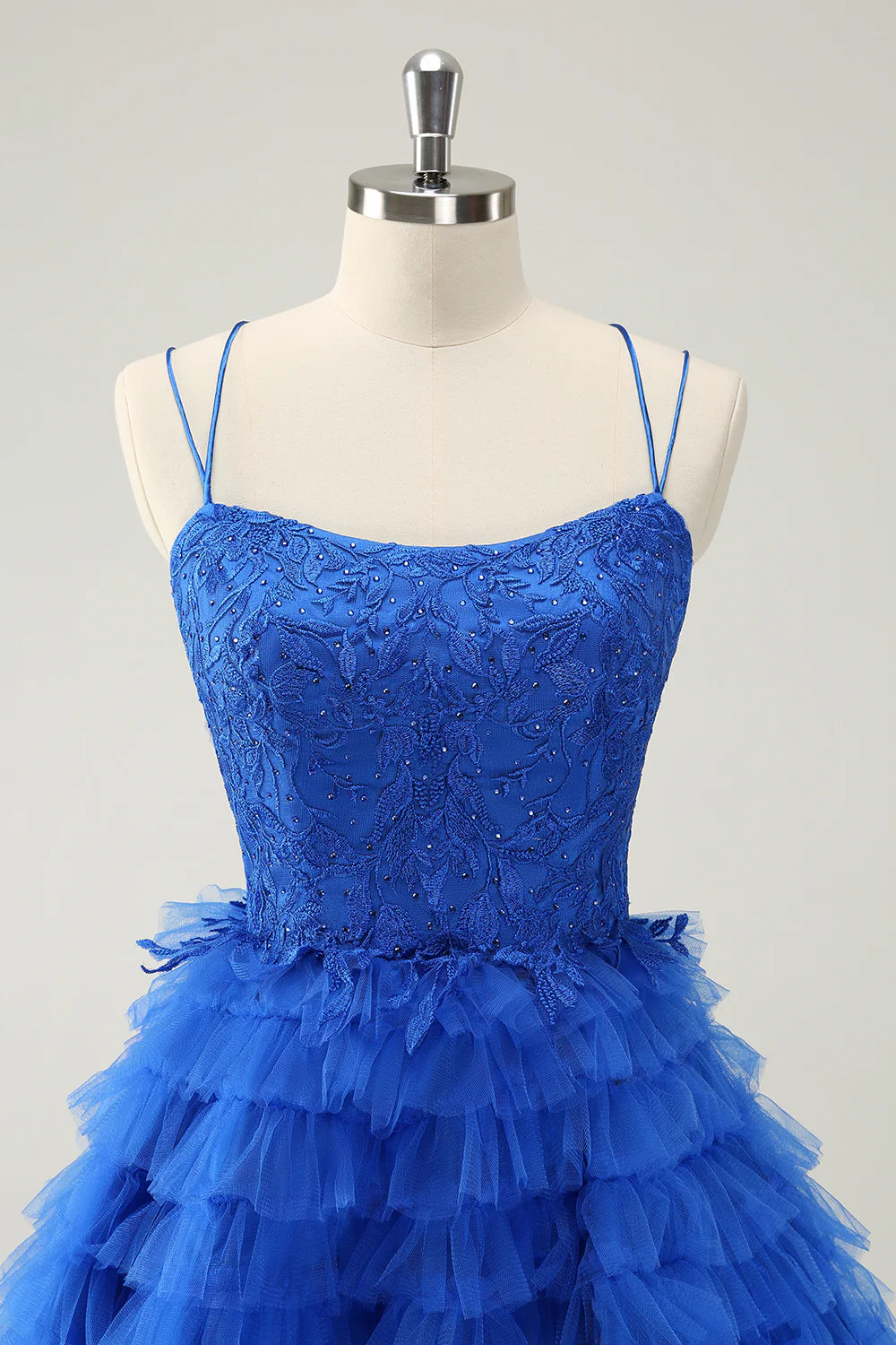 A Line Spaghetti Straps Tulle Cute Homecoming Dress with Ruffles