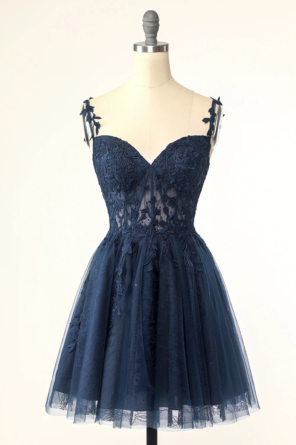 Spaghetti Straps Short Homecoming Dress with Appliques