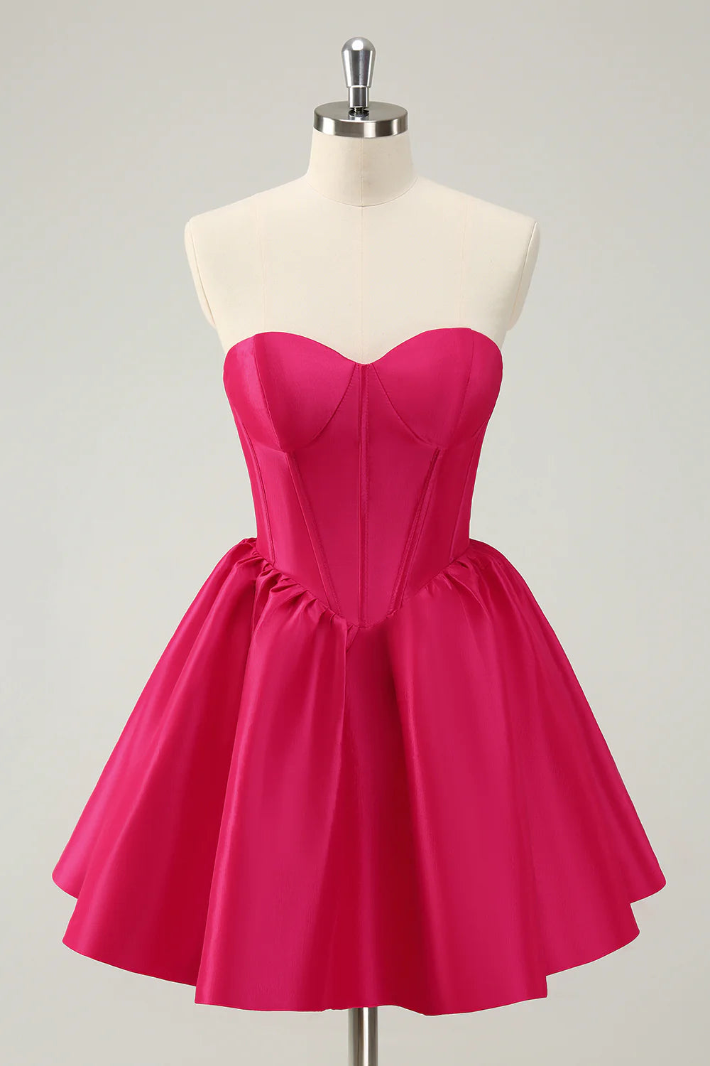 A Line Sweetheart Corset Satin Cute Homecoming Dress