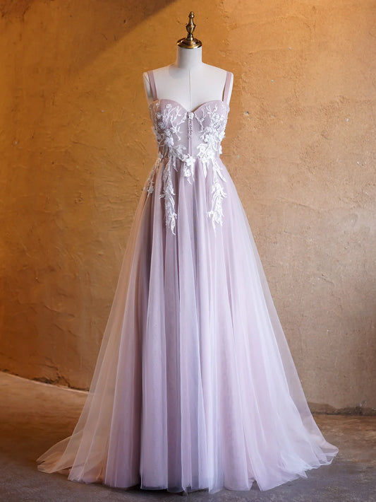 A-Linien-Ballkleid aus Tüll mit herzförmigem Ausschnitt und Schleppe