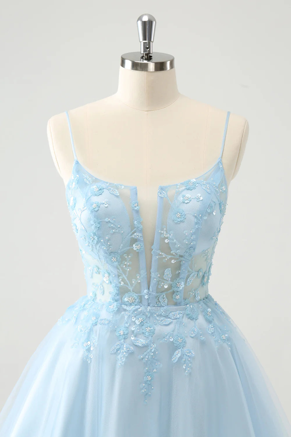 A Line Cute Glitter Beaded Corset Tulle Homecoming Dress with Appliques