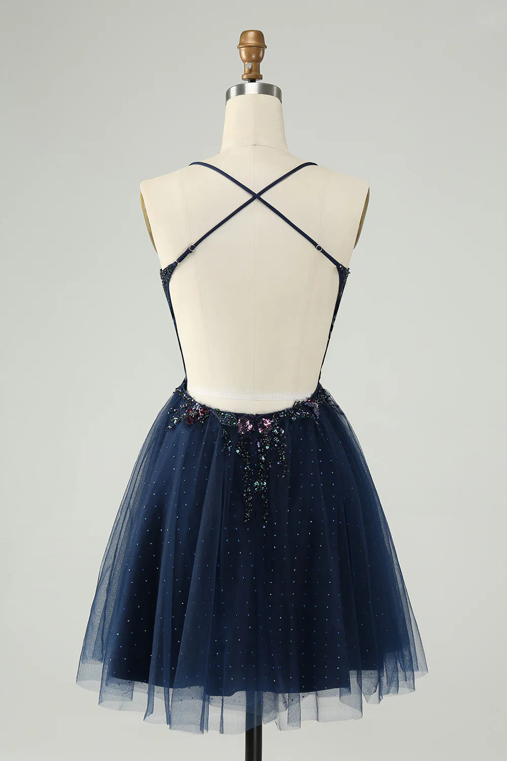 A-Line Glitter Sequined Tulle Homecoming Dress