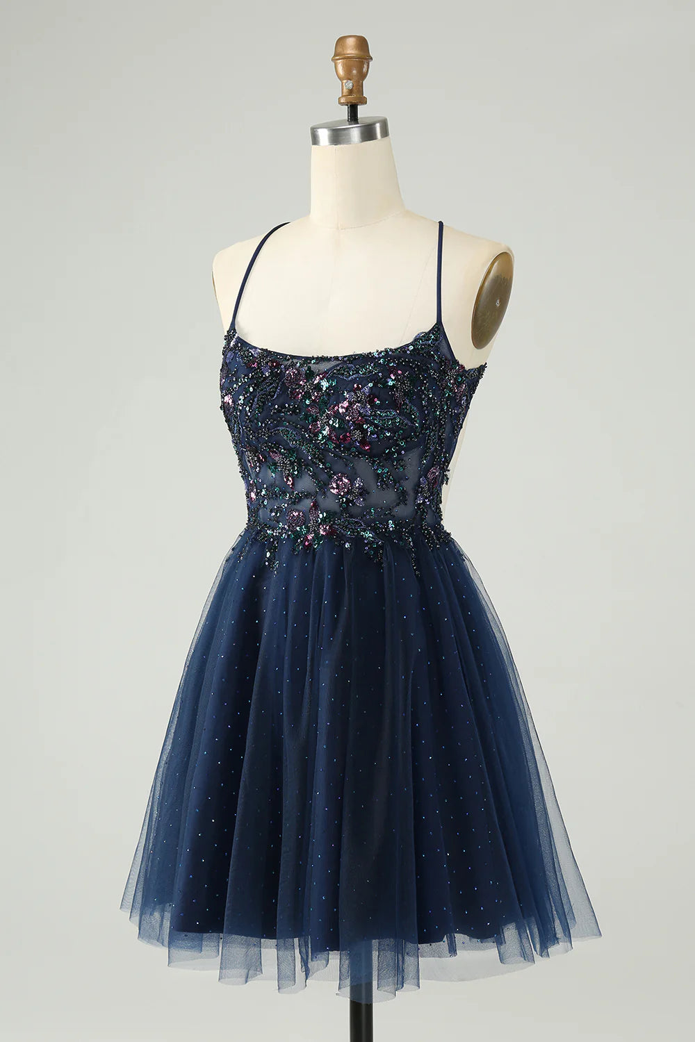A-Line Glitter Sequined Tulle Homecoming Dress