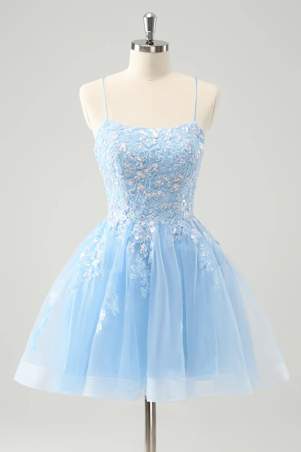 A Line Cute Glitter Sequins Short Homecoming Dress with Appliques