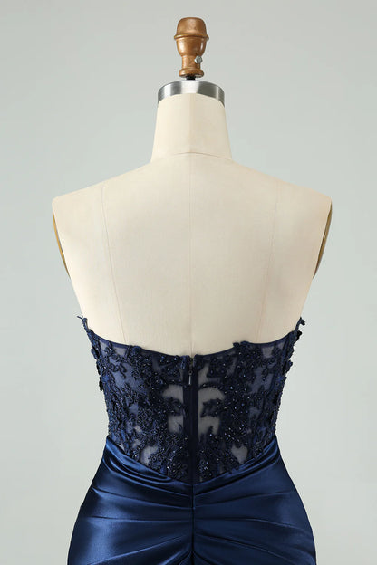 Sparkly Bodycon Strapless Hollow Out Homecoming Dress with Lace