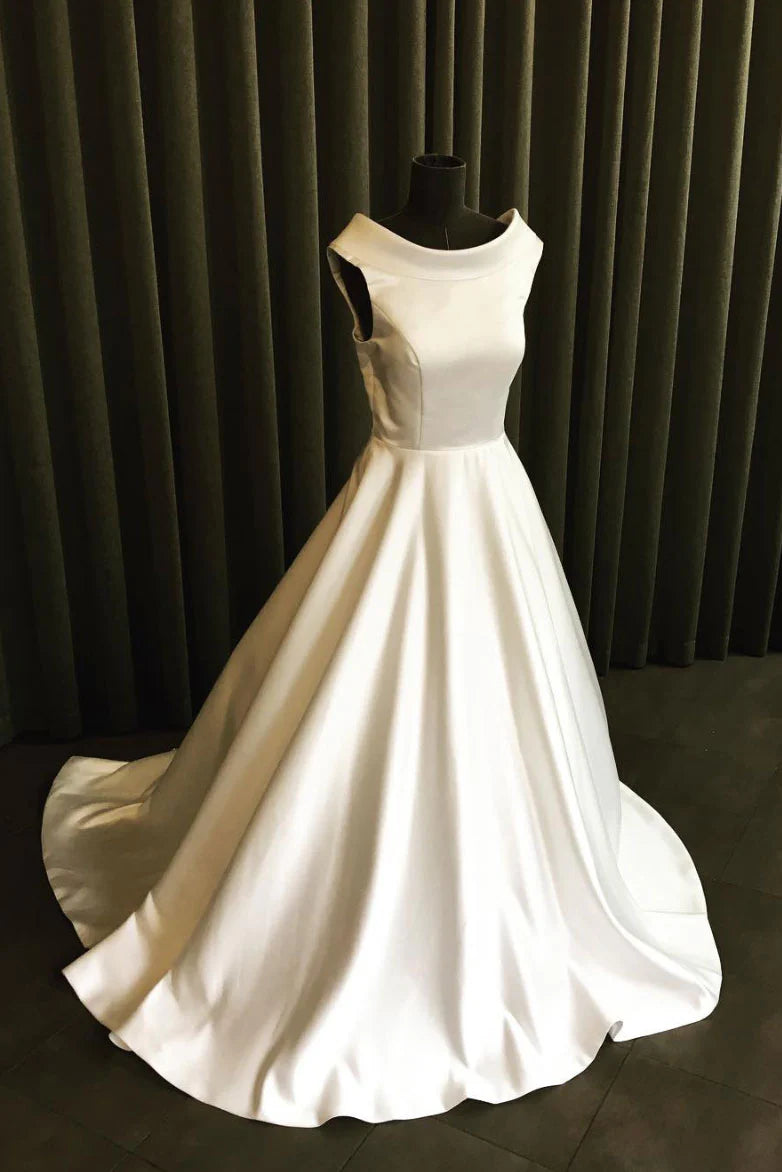 Simple satin long Wedding Dresses