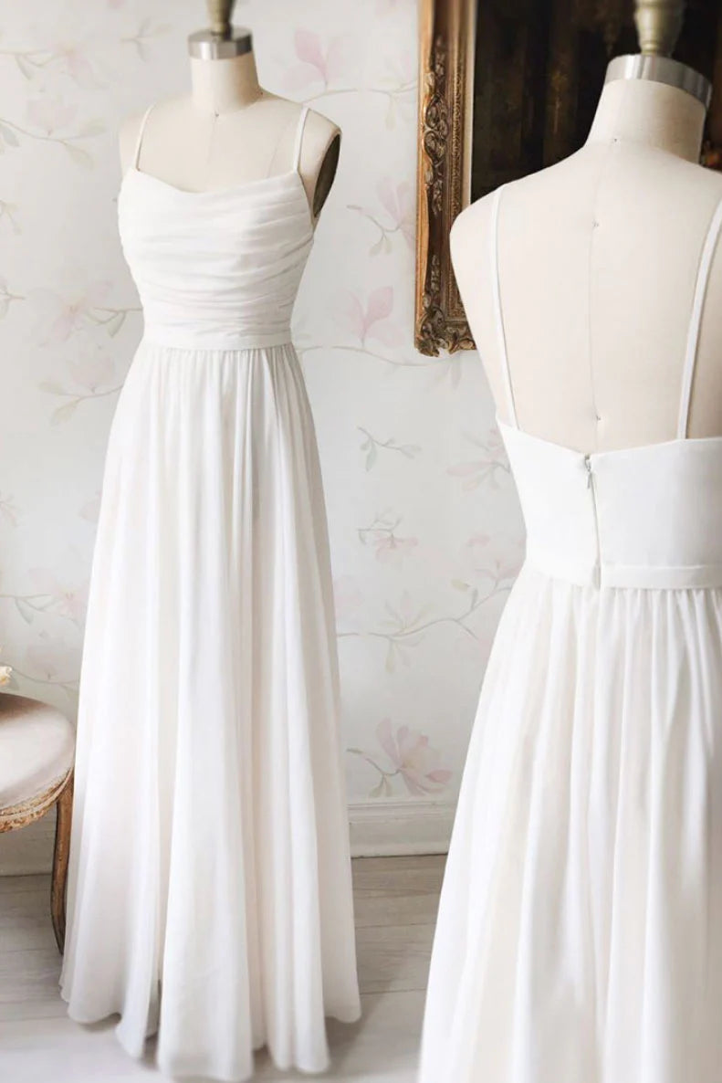 Simple chiffon long prom dress