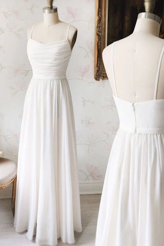 Simple chiffon long prom dress