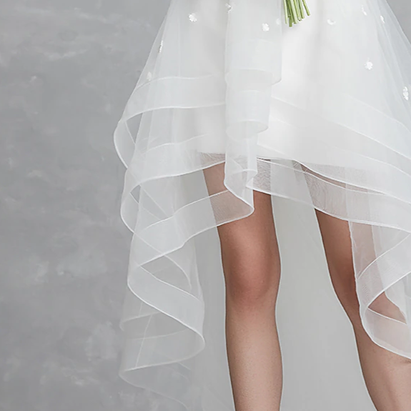 Reception Little White Dresses Wedding Dresses A-Line Sweetheart Strapless Asymmetrical Lace Bridal Gowns With Appliques