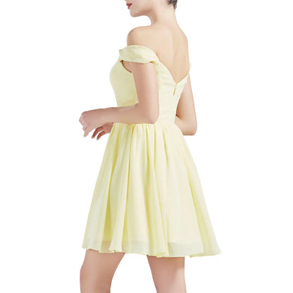 Vestidos de dama de honor de gasa cortos con hombros descubiertos para fiesta de boda