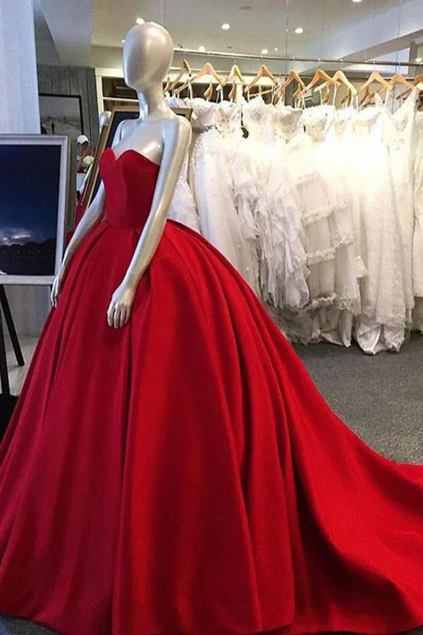 A-line Ball Gown Sweetheart Long Prom Dress Evening Dress