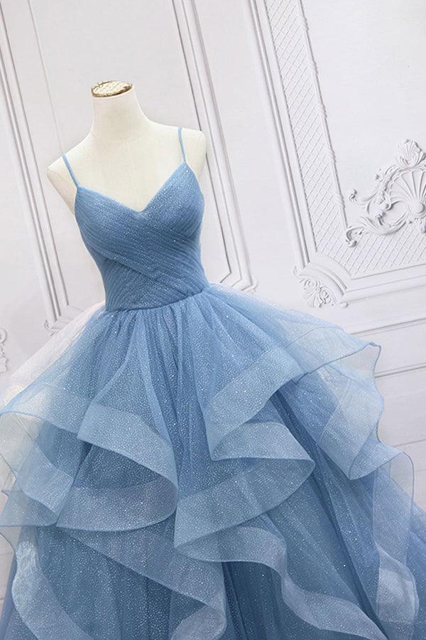 Vestido de fiesta largo de tul con lentejuelas