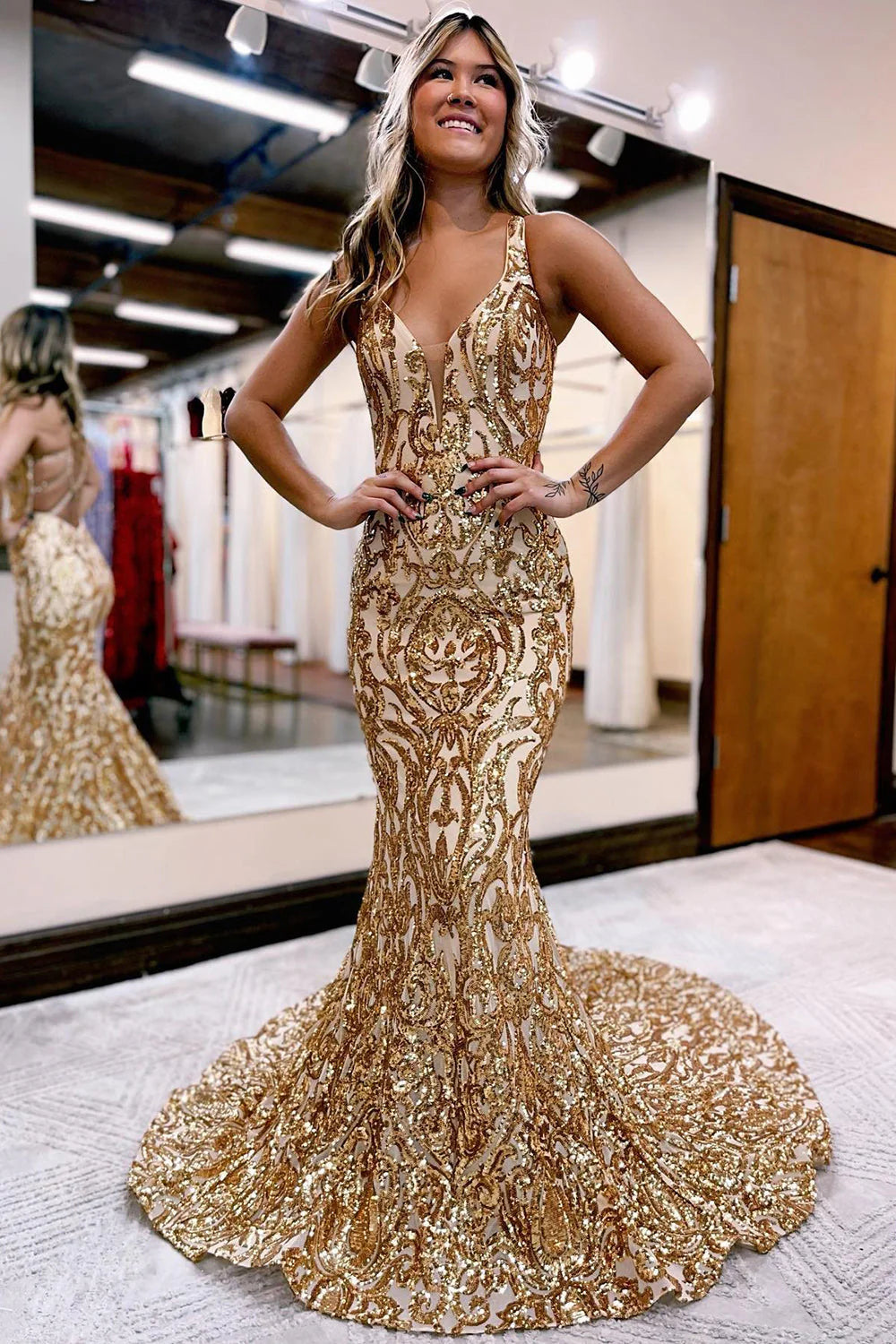 Mermaid Sequin Sparkly Prom Dress