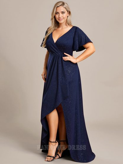 Plus Size A-line High Low Ruffles formal dresses Wedding Guest Dress evening gown Bridesmaid Dresses