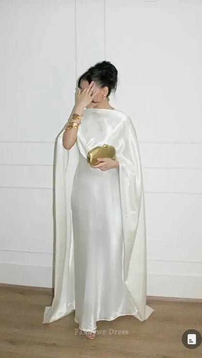 Sheath Elegant Off Shoulder Sheath Satin White Long formal dresses Bridesmaid Dresses evening gown Prom Dress