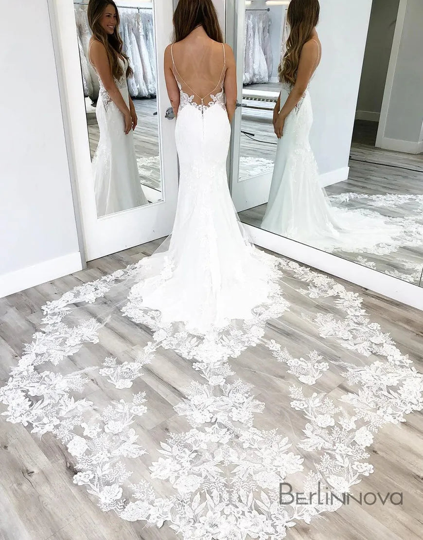 Vestido de novia largo de encaje de sirena sexy 