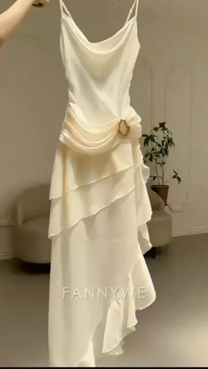 Sheath Vintage Elegant Straps Ivory Long formal dresses Bridesmaid Dresses evening gown Prom Dress