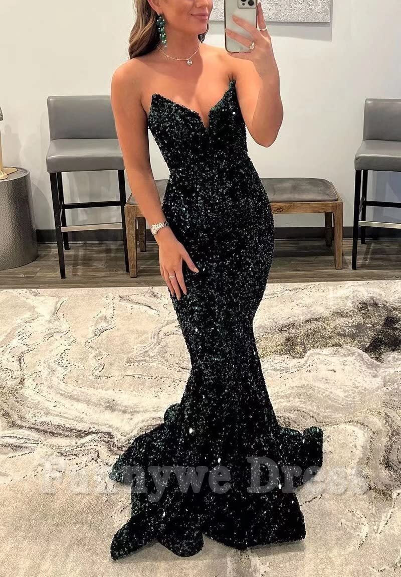 Mermaid V-Neck Sparkly formal dresses Bridesmaid Dresses evening gown Prom Dress