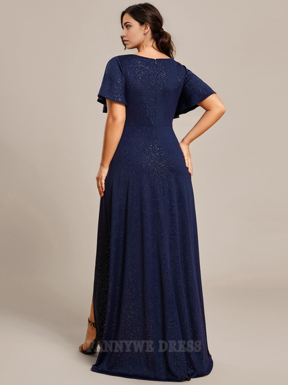 Plus Size A-line High Low Ruffles formal dresses Wedding Guest Dress evening gown Bridesmaid Dresses