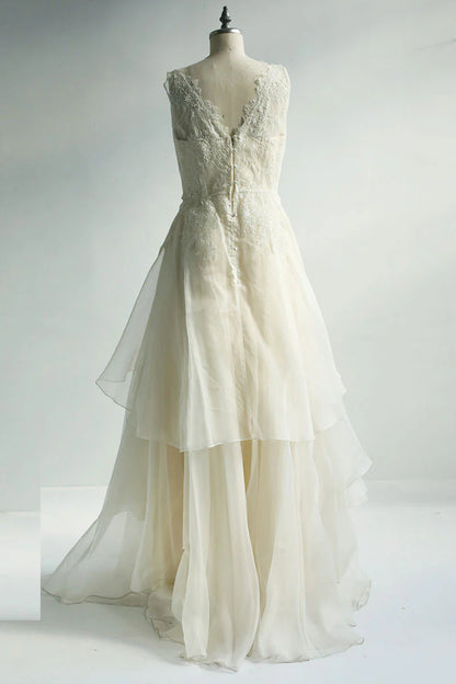 Round neck lace chiffon long prom dress