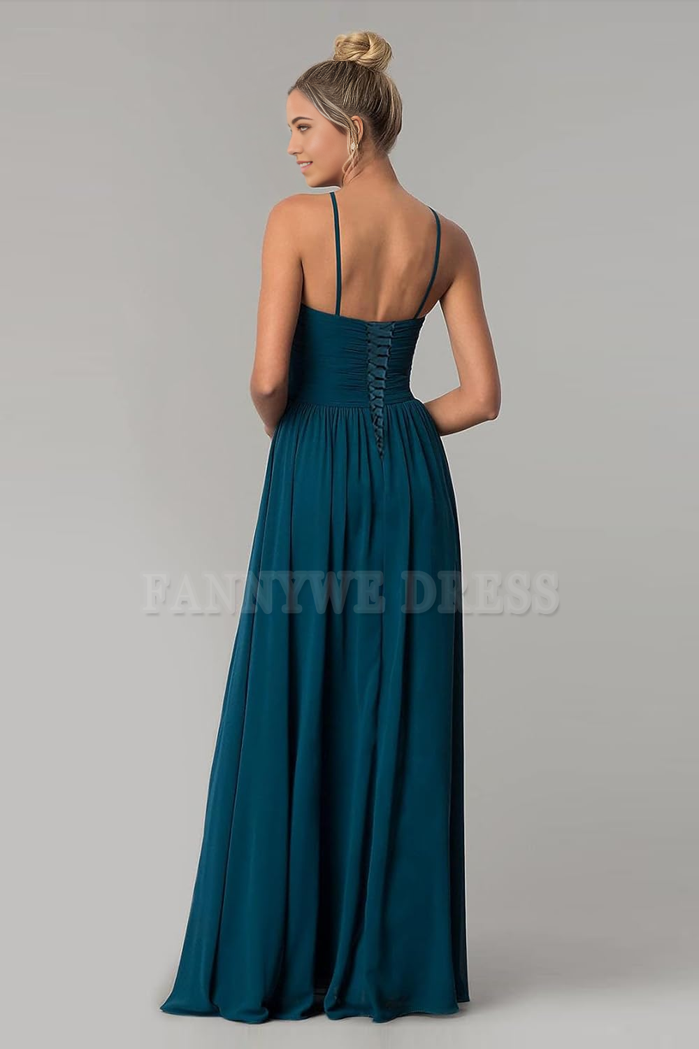 Vestidos formales de gasa con cuello halter y corte A para dama de honor, vestido de noche, vestido de fiesta 