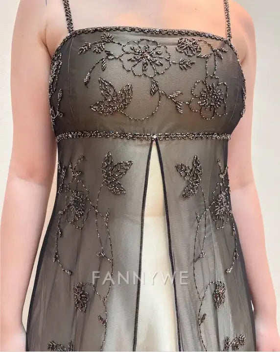 Elegant Fashion Exquisite Spaghetti Strap Long Tulle formal dresses Bridesmaid Dresses evening gown Prom Dress