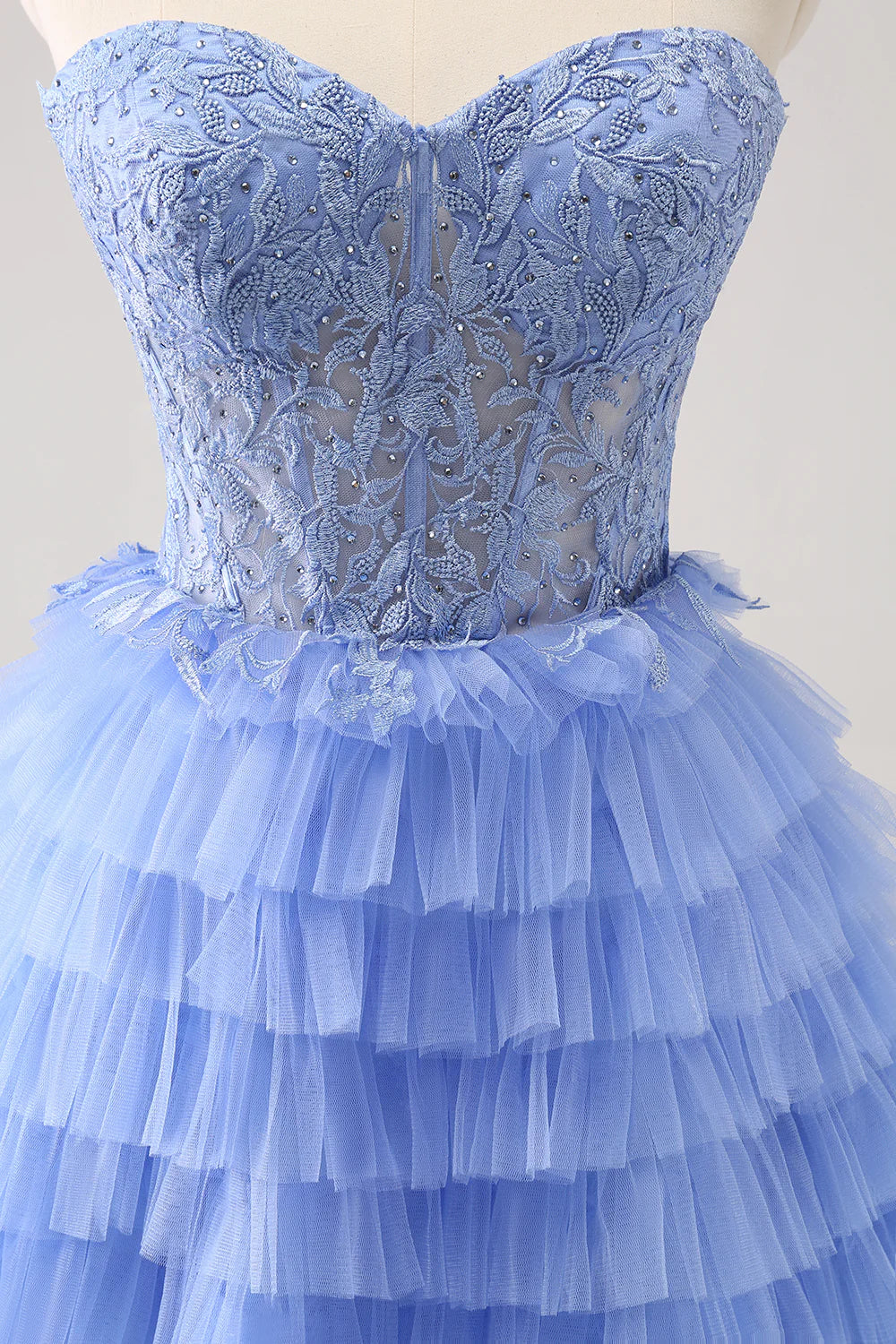 A-Line Sweetheart Corset Tulle Homecoming Dress with Lace