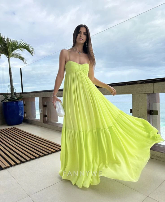 A-Linie Spaghettiträger Grün Abendkleider Brautjungfernkleider Abendkleid Ballkleid 
