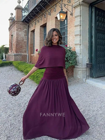 A-Line Elegant Spaghetti Straps Chiffon Long formal dresses Bridesmaid Dresses evening gown Prom Dress