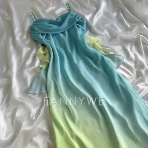 Elegant Spaghetti Straps long chiffon formal dresses Bridesmaid Dresses evening gown Prom Dress