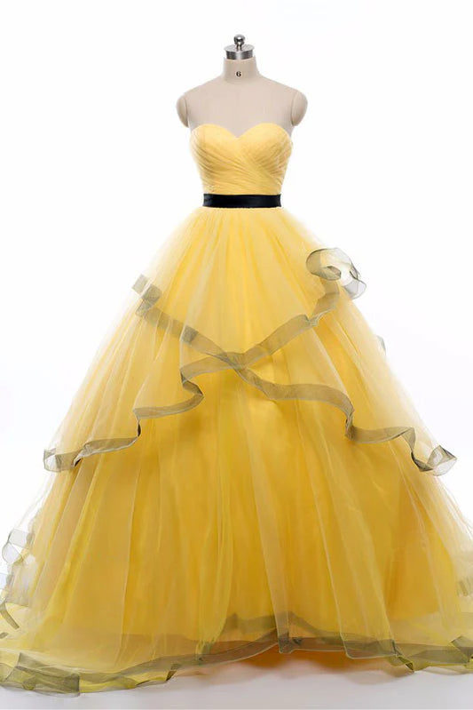 Sweetheart tulle long prom dress