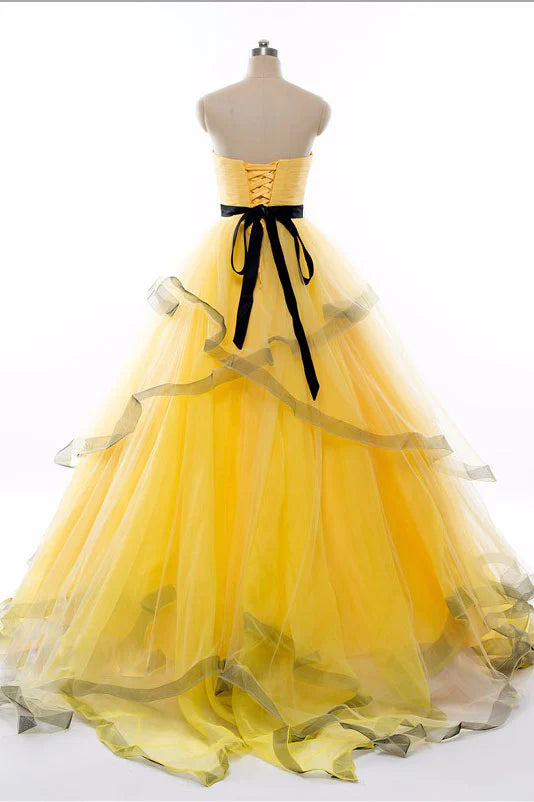 Sweetheart tulle long prom dress