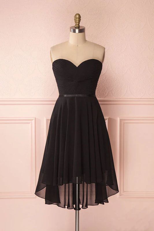Simple sweetheart neck chiffon short prom dress