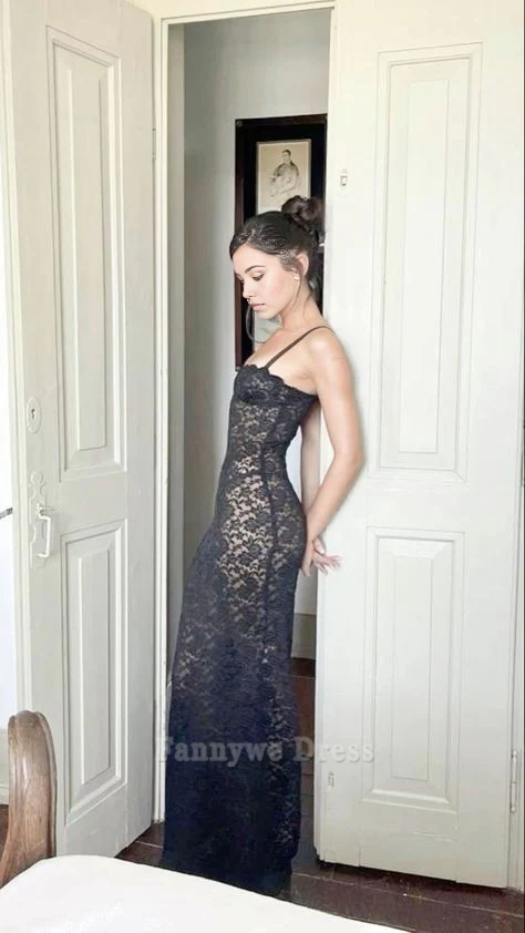Mermaid Spaghetti Straps Lace Sexy Navy Blue Long formal dresses Bridesmaid Dresses evening gown Prom Dress