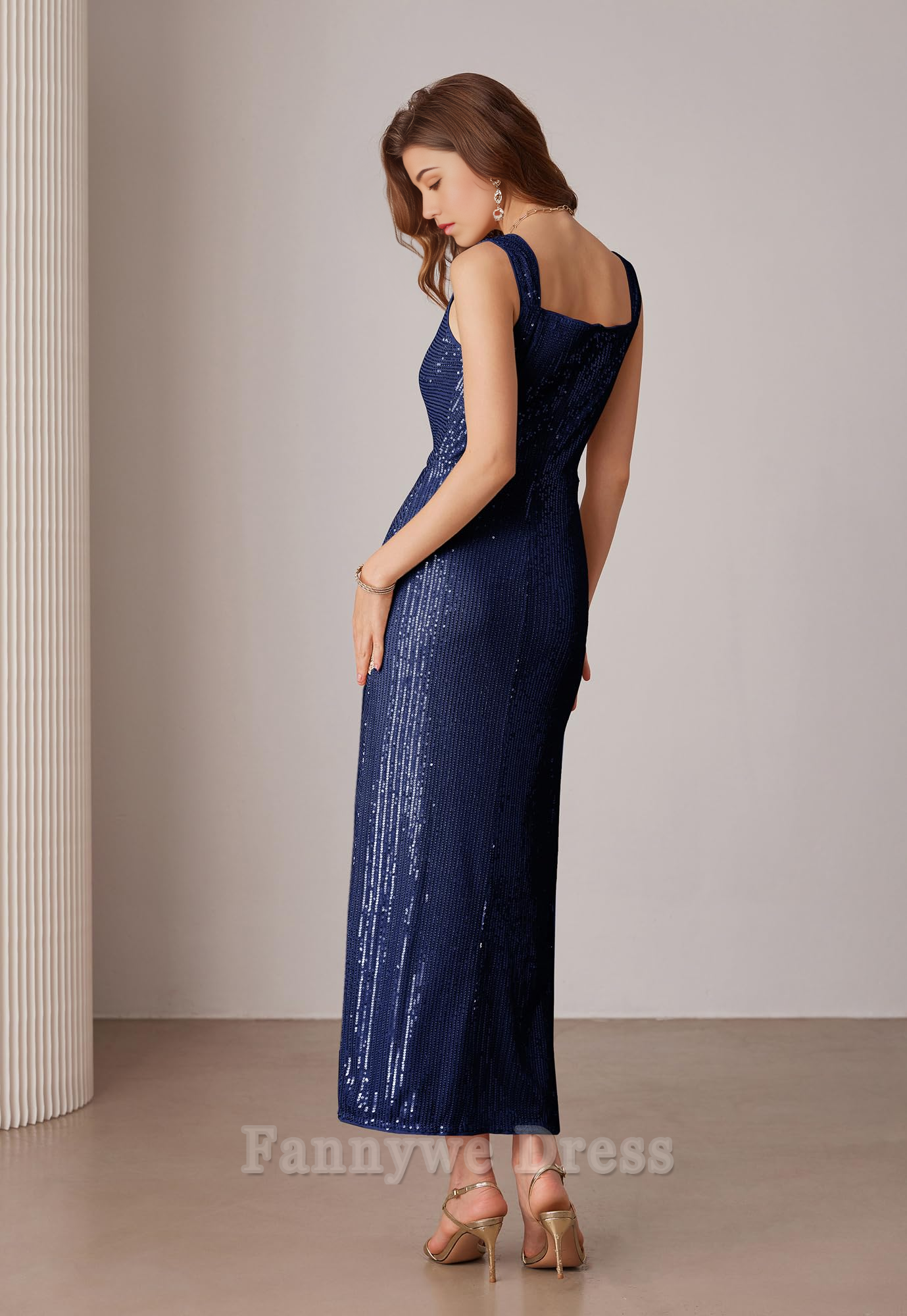 Sparkly Sleeveless Sequin Sexy Slit Glitter Bodycon formal dresses Bridesmaid Dresses evening gown Prom Dress