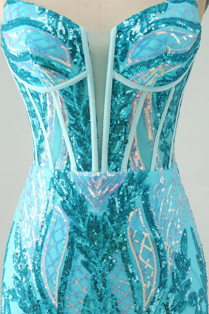 Sparkly Spaghetti Straps Corset Unique Homecoming Dress with Sequins