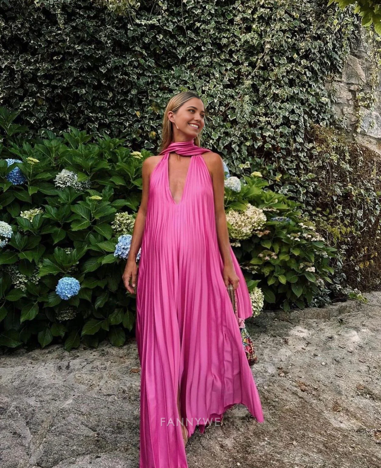 Elegant V-neck Long Satin Pink formal dresses Bridesmaid Dresses evening gown Prom Dress