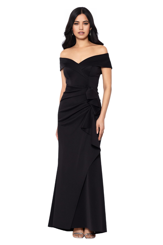 Sheath Sweetheart Neck Long Off Shoulder Side Ruffle formal dresses evening gown Prom Dress