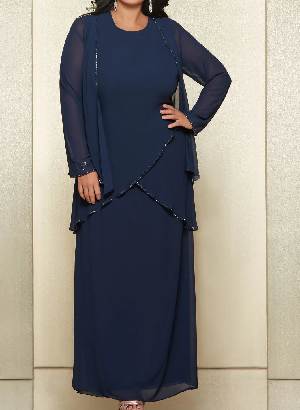 Sheath Neck Chiffon Mother Of The Bride Dresses