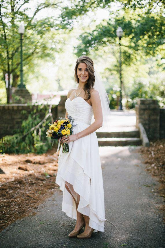 A-line Vintage Country Chiffon High Low Timeless Wedding Dresses