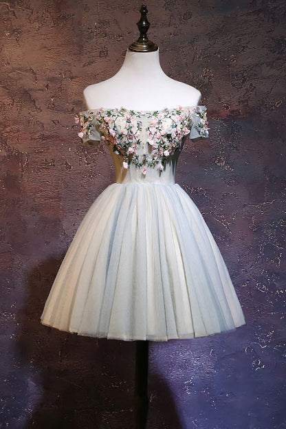 Tulle off shoulder short prom dress