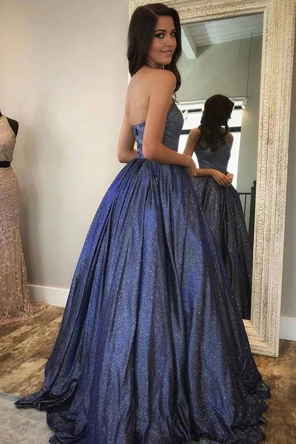 A-line Cute Sparkly Halter Neck Long Prom Dresses Formal Dress