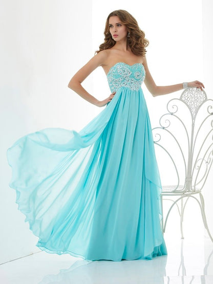 A-Linie/Princess-Linie Herzausschnitt Ärmellos Bodenlang Chiffon Kleider