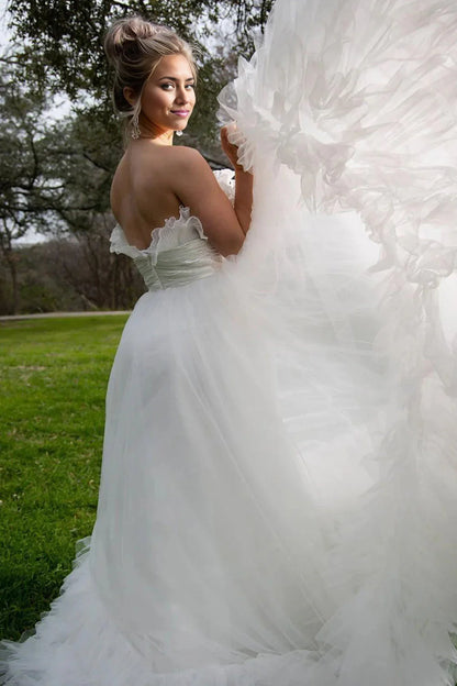 A-Linien-Brautkleid aus Tüll ohne Träger