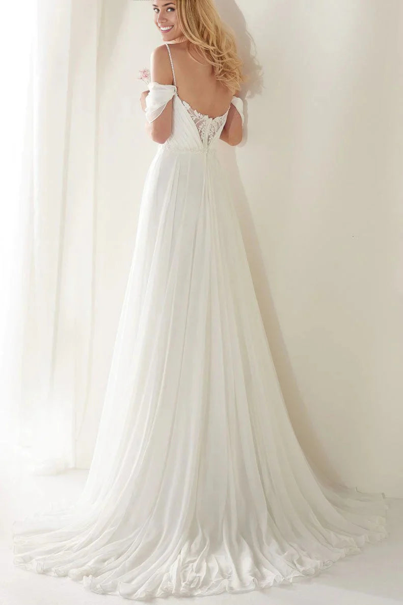 A-Linie Spaghettiträgern Sweep Schleppe Brautkleid