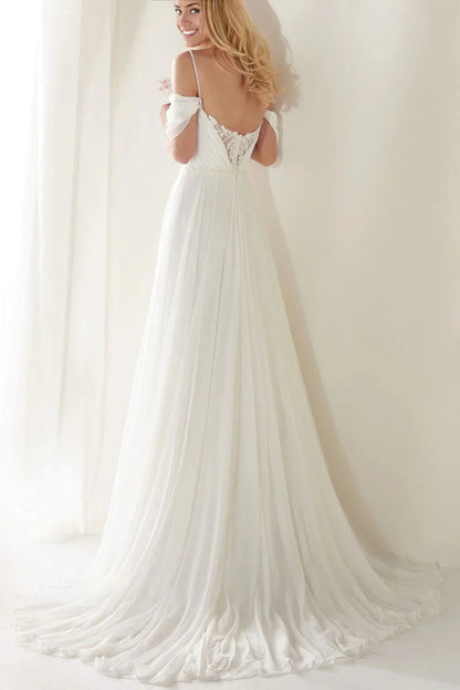A-Linie Spaghettiträgern Sweep Schleppe Brautkleid